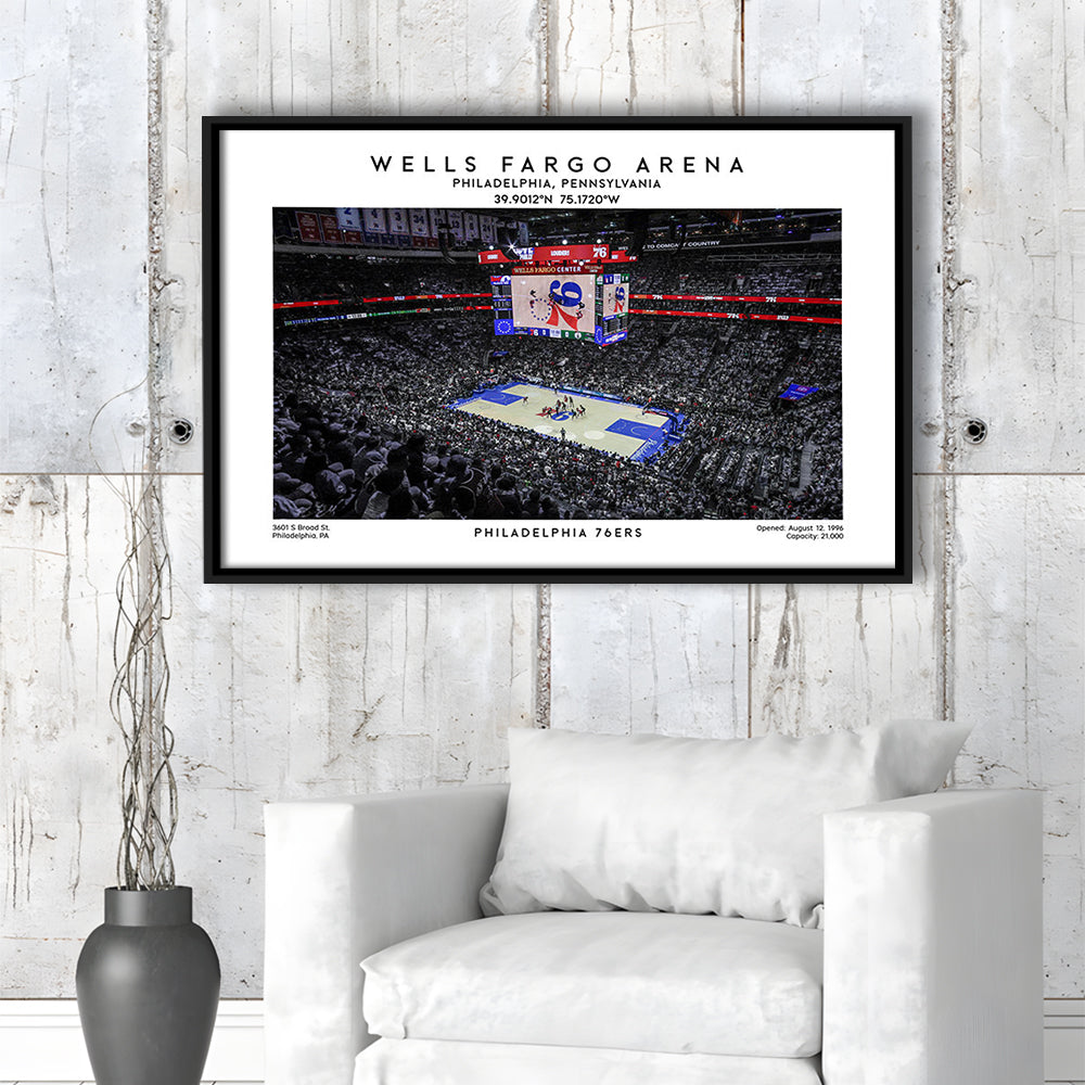 Wells Fargo Center, Philadelphia Basketball Stadium Wall Art Print, Sport Art Print, Framed Canvas Print Wall Art