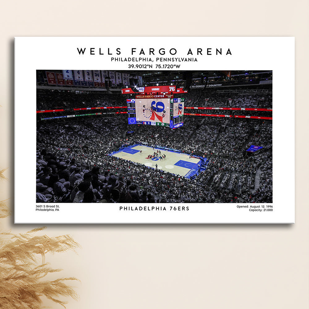 Wells Fargo Center, Philadelphia Basketball Stadium Wall Art Print, Sport Art Print, Canvas Print Wall Art, Man Cave Gift