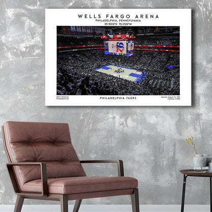 Wells Fargo Center, Philadelphia Basketball Stadium Wall Art Print, Sport Art Print, Canvas Print Wall Art, Man Cave Gift