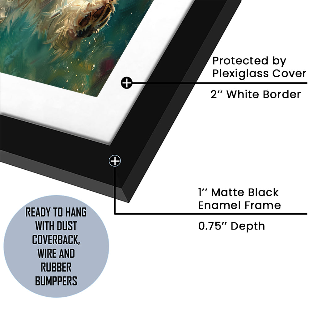 West Highland White Terrier Underwater Funny Art, Framed  Print, Painting Art, Framed Art Print White Border Wall Decor