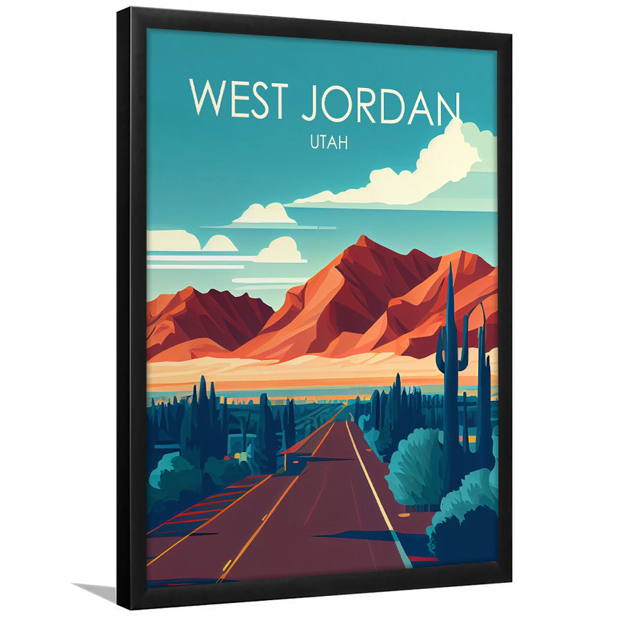 West Jordan Utah Retro Art Print, West Jordan City Wall Art, Framed Art Print, Picture Framed, Painting Art