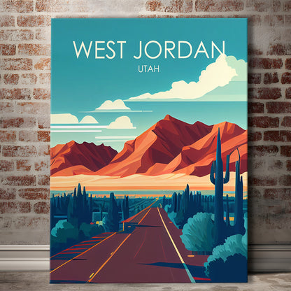 West Jordan Utah Retro Art Print, West Jordan City Wall Art, Canvas Print, Painting Canvas, Living Room Decor