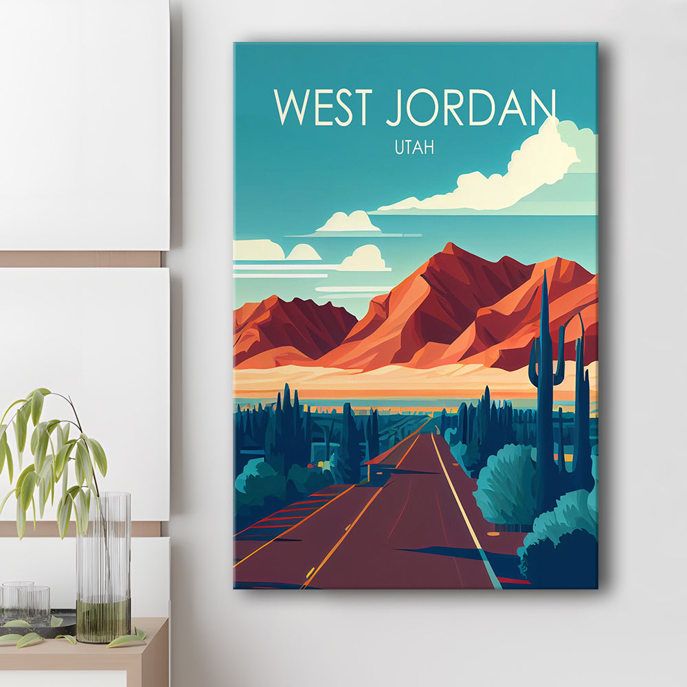 West Jordan Utah Retro Art Print, West Jordan City Wall Art, Canvas Print, Painting Canvas, Living Room Decor