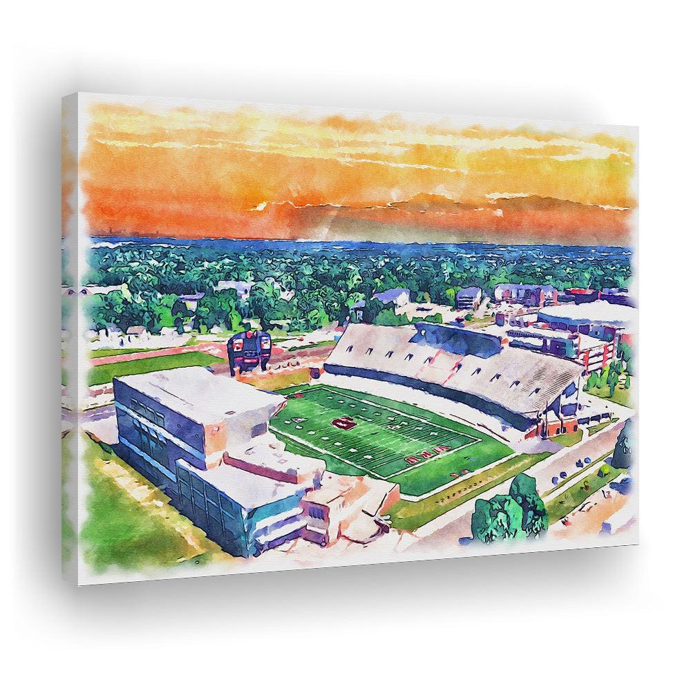 Western Kentucky Hilltoppers, Houchens Industries Painting Stadium Watercolor, Sport Art, Gifts for him, Canvas Print