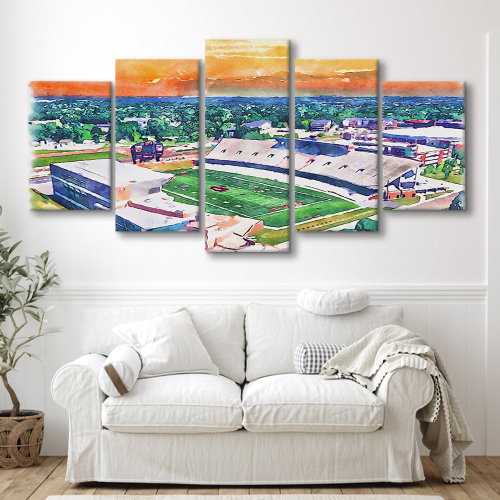 Western Kentucky Hilltoppers, Houchens Industries Painting Stadium, Sport Art, Mixed 5 Panel, Canvas Print Wall Art