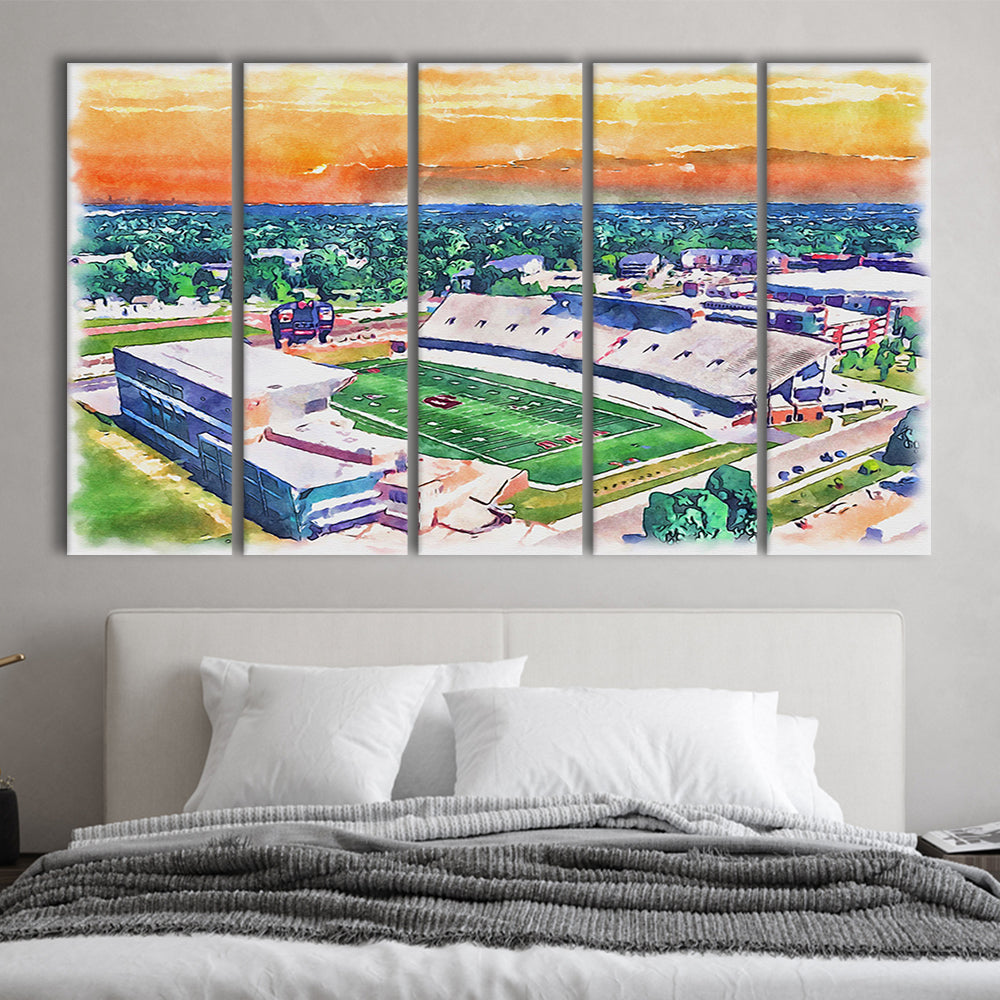 Western Kentucky Hilltoppers, Houchens Industries Painting Stadium Watercolor, Sport Art, Extra Large Canvas Print