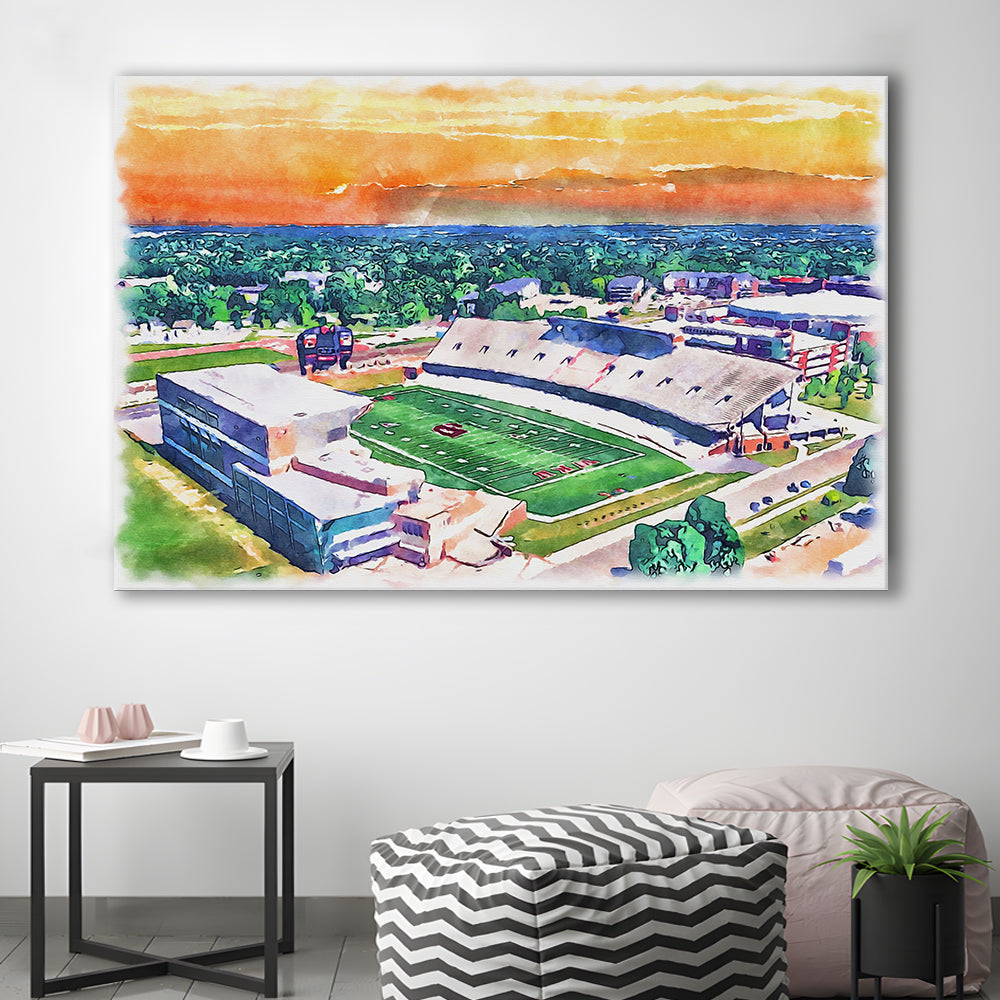 Western Kentucky Hilltoppers, Houchens Industries Painting Stadium Watercolor, Sport Art, Gifts for him, Canvas Print