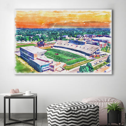 Western Kentucky Hilltoppers, Houchens Industries Painting Stadium Watercolor, Sport Art, Gifts for him, Canvas Print