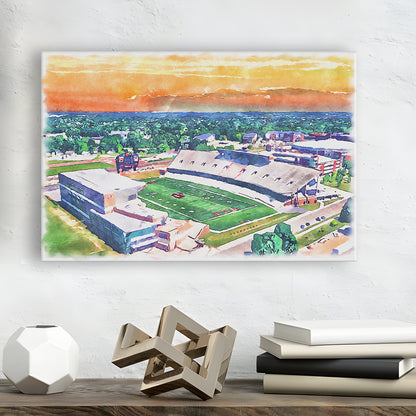 Western Kentucky Hilltoppers, Houchens Industries Painting Stadium Watercolor, Sport Art, Gifts for him, Canvas Print