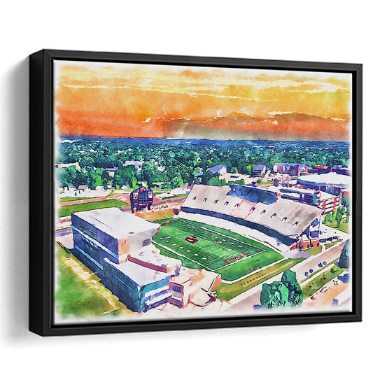 Western Michigan Broncos, Waldo Painting Stadium Watercolor, Sport Gift Art, Framed Canvas Print Wall Art