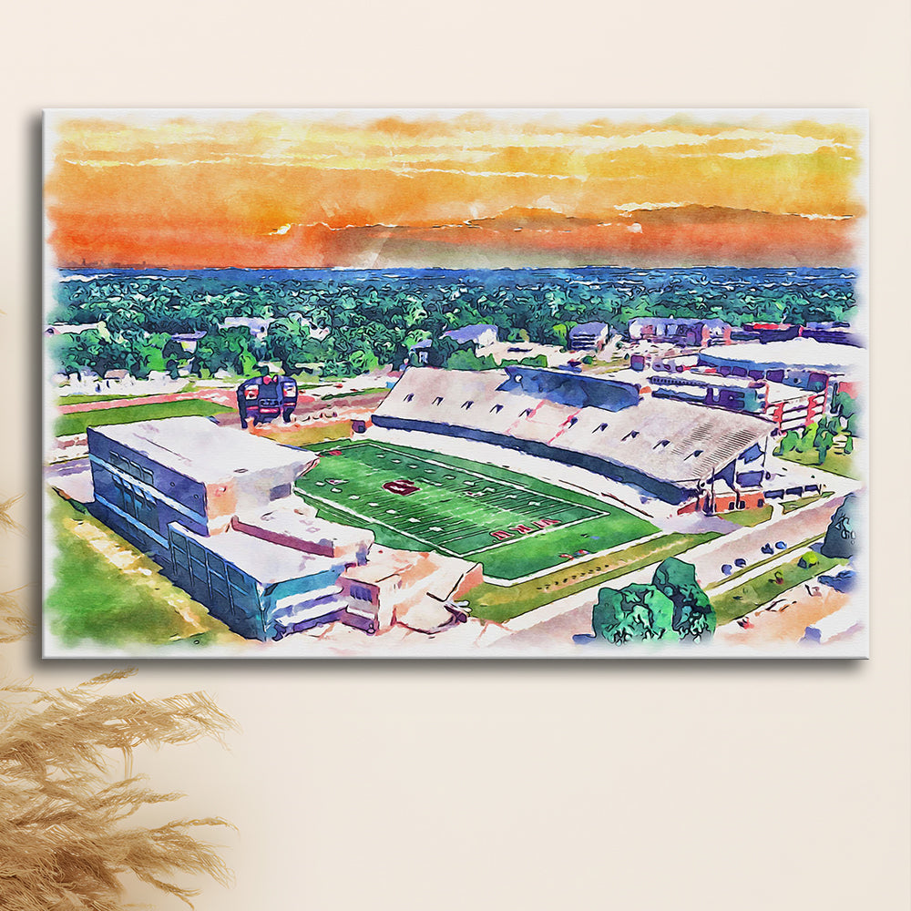 Western Kentucky Hilltoppers, Houchens Industries Painting Stadium Watercolor, Sport Art, Gifts for him, Canvas Print