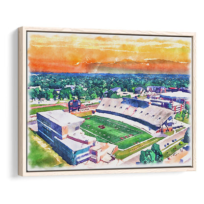 Western Michigan Broncos, Waldo Painting Stadium Watercolor, Sport Gift Art, Framed Canvas Print Wall Art