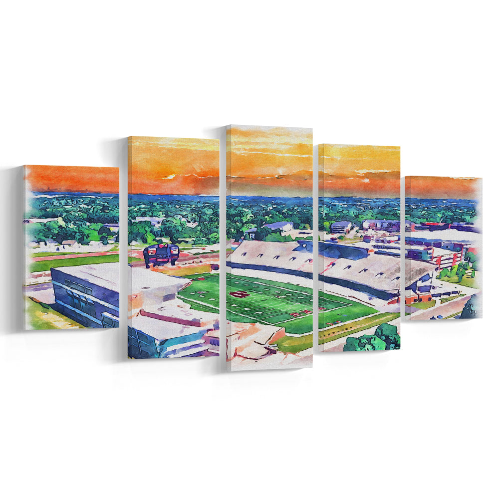 Western Kentucky Hilltoppers, Houchens Industries Painting Stadium, Sport Art, Mixed 5 Panel, Canvas Print Wall Art