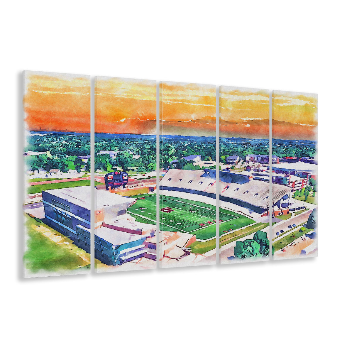 Western Kentucky Hilltoppers, Houchens Industries Painting Stadium Watercolor, Sport Art, Extra Large Canvas Print