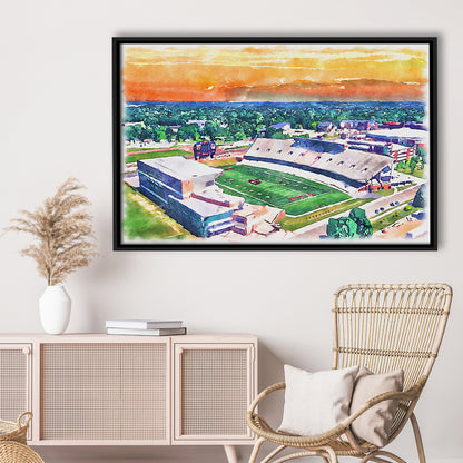 Western Michigan Broncos, Waldo Painting Stadium Watercolor, Sport Gift Art, Framed Canvas Print Wall Art