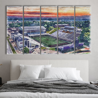 Western Michigan Broncos, Waldo Painting Stadium Watercolor, Sport Art, Extra Large Canvas Print Wall Art