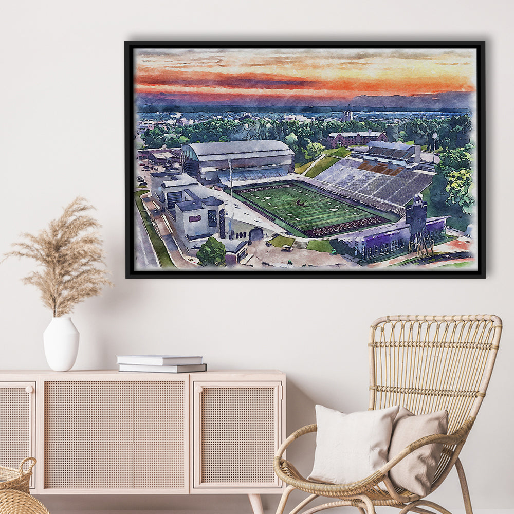 Western Kentucky Hilltoppers, Houchens Industries Painting Stadium, Sport Gift Art, Framed Canvas Print Wall Art