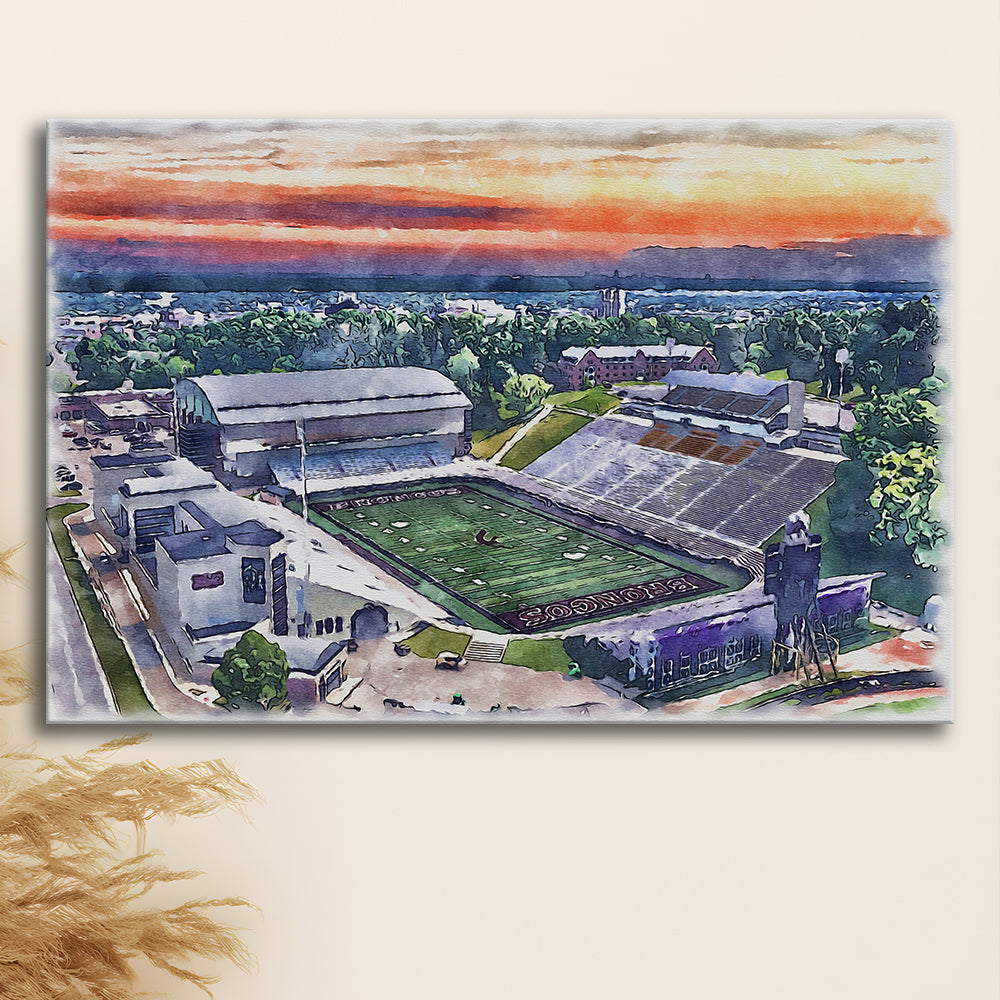 Western Michigan Broncos, Waldo Painting Stadium Watercolor, Sport Art, Gifts for him, Canvas Print Wall Art