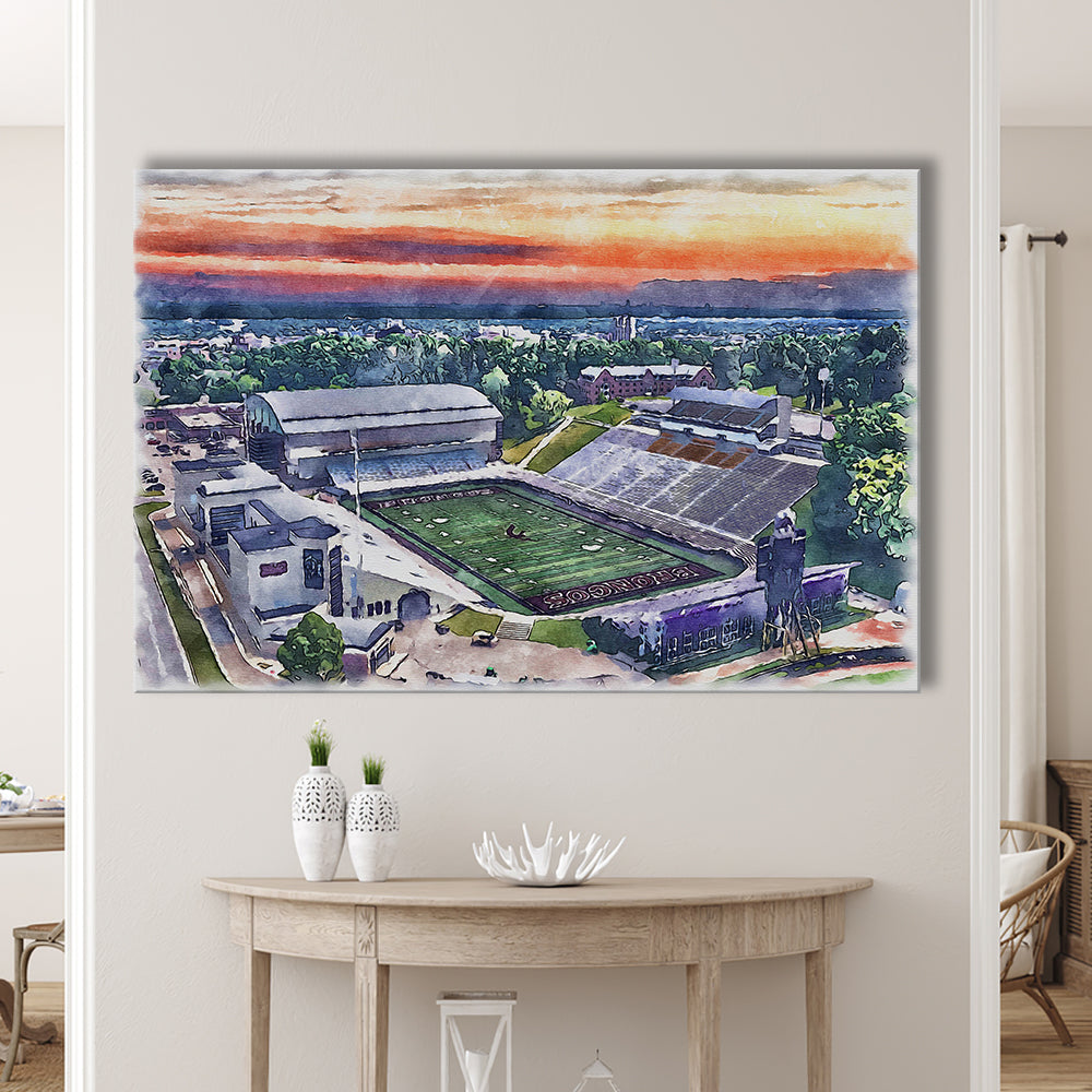 Western Michigan Broncos, Waldo Painting Stadium Watercolor, Sport Art, Gifts for him, Canvas Print Wall Art