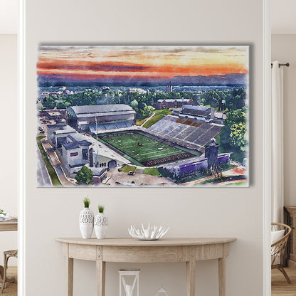 Western Michigan Broncos, Waldo Painting Stadium Watercolor, Sport Art, Gifts for him, Canvas Print Wall Art