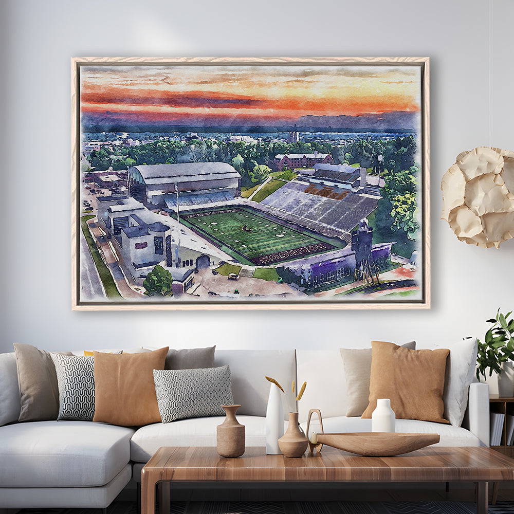Western Kentucky Hilltoppers, Houchens Industries Painting Stadium, Sport Gift Art, Framed Canvas Print Wall Art