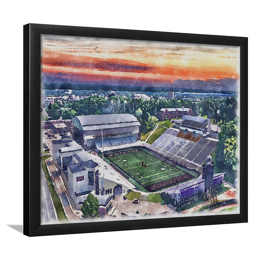 Western Michigan Broncos, Waldo Painting Stadium Watercolor, Sport Gift Art, Framed Art Print Wall Decor