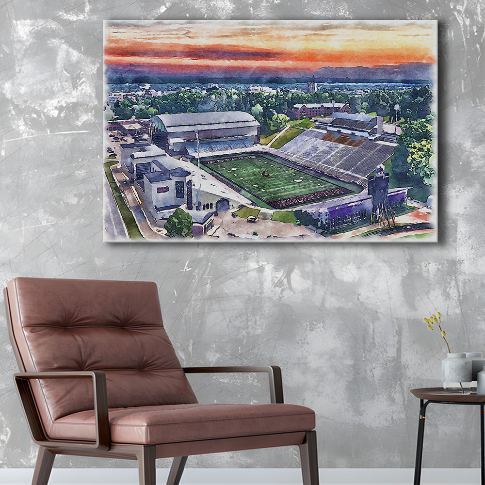Western Michigan Broncos, Waldo Painting Stadium Watercolor, Sport Art, Gifts for him, Canvas Print Wall Art