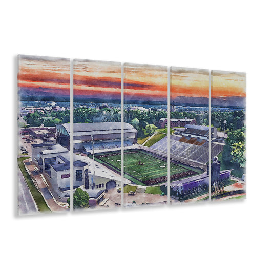 Western Michigan Broncos, Waldo Painting Stadium Watercolor, Sport Art, Extra Large Canvas Print Wall Art