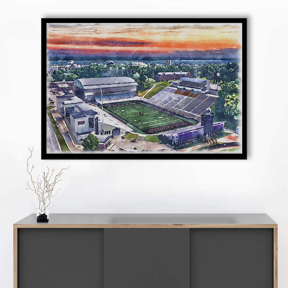 Western Michigan Broncos, Waldo Painting Stadium Watercolor, Sport Gift Art, Framed Art Print Wall Decor