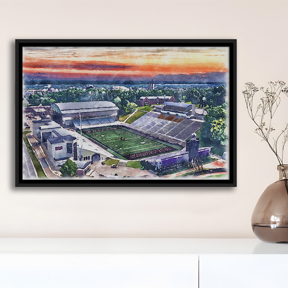 Western Kentucky Hilltoppers, Houchens Industries Painting Stadium, Sport Gift Art, Framed Canvas Print Wall Art