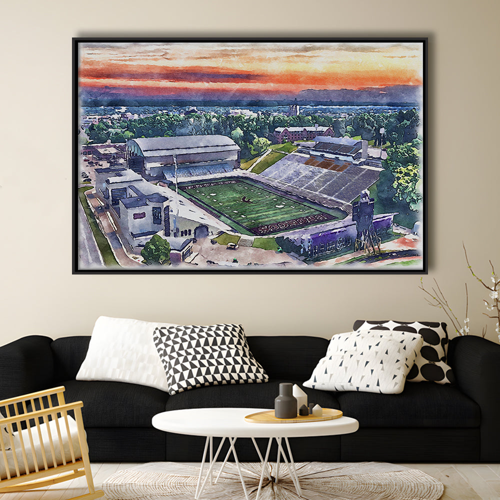 Western Kentucky Hilltoppers, Houchens Industries Painting Stadium, Sport Gift Art, Framed Canvas Print Wall Art
