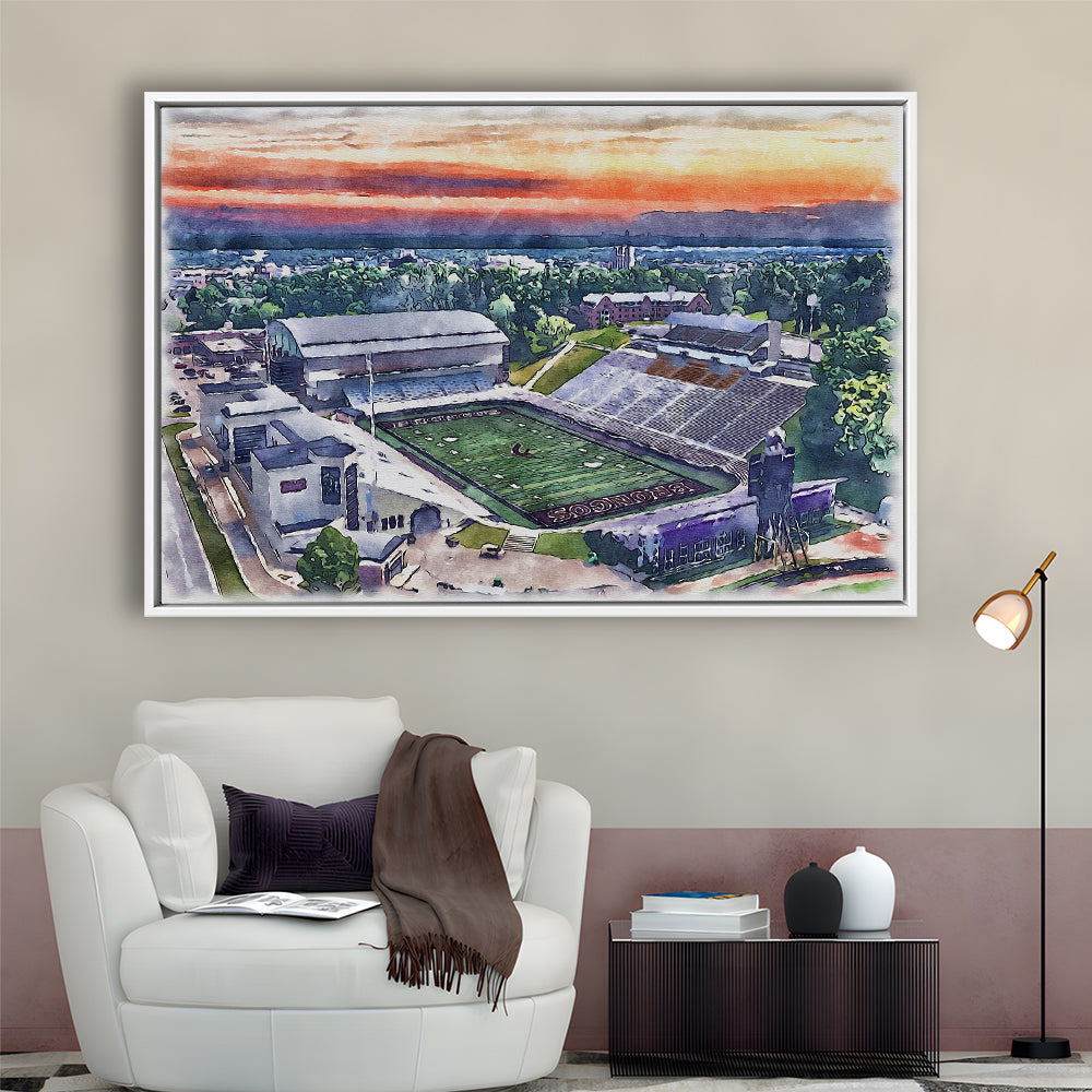 Western Kentucky Hilltoppers, Houchens Industries Painting Stadium, Sport Gift Art, Framed Canvas Print Wall Art