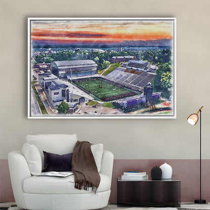 Western Kentucky Hilltoppers, Houchens Industries Painting Stadium, Sport Gift Art, Framed Canvas Print Wall Art