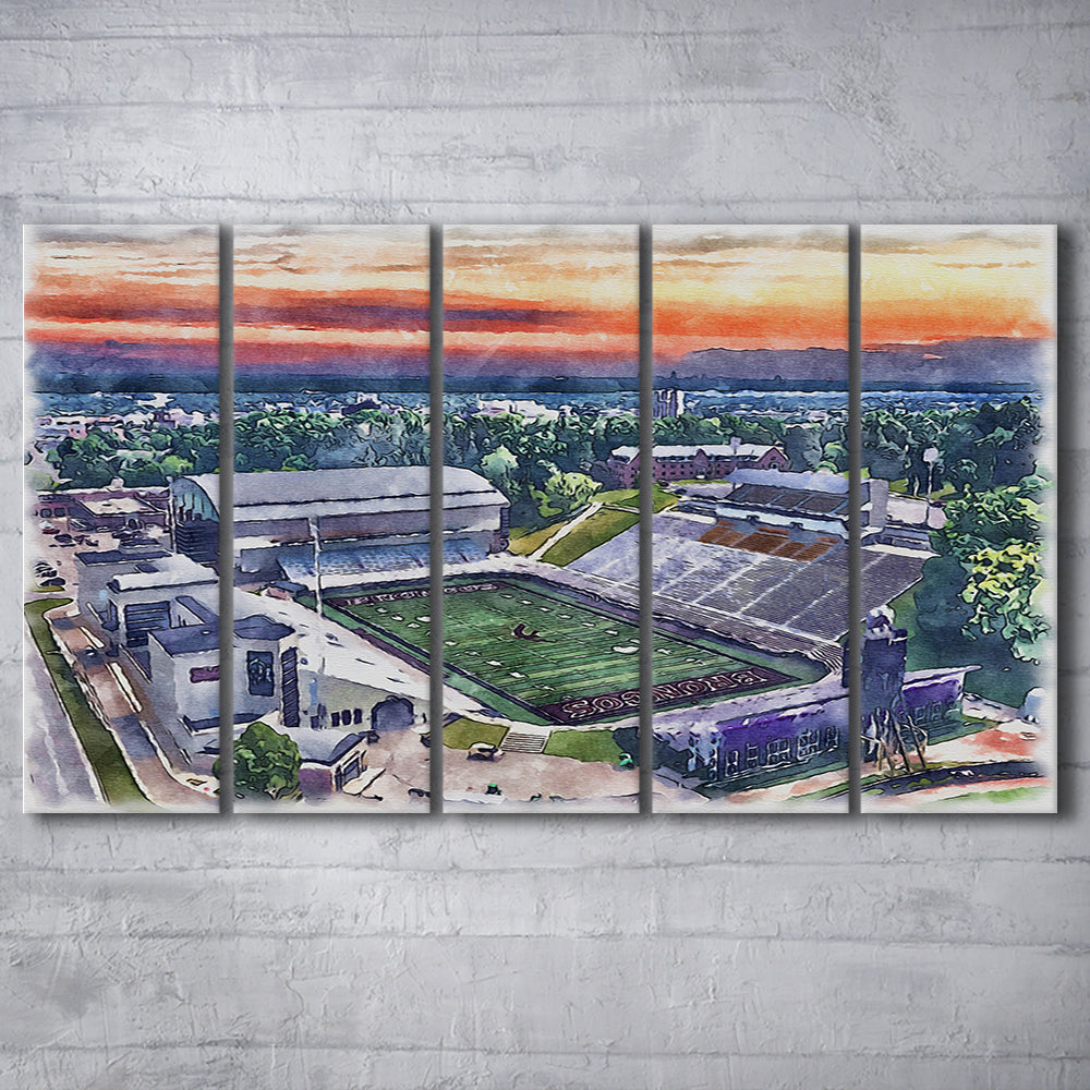 Western Michigan Broncos, Waldo Painting Stadium Watercolor, Sport Art, Extra Large Canvas Print Wall Art