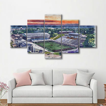 Western Michigan Broncos, Waldo Painting Stadium Watercolor, Sport Art, Mixed 5 Panel, Canvas Print Wall Art