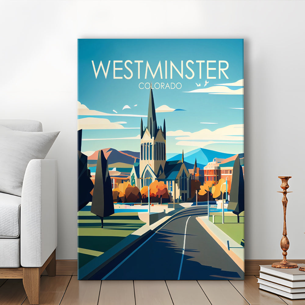 Westminster Colorado Retro Art Print, Westminster City Wall Art, Canvas Print, Painting Canvas, Living Room Decor