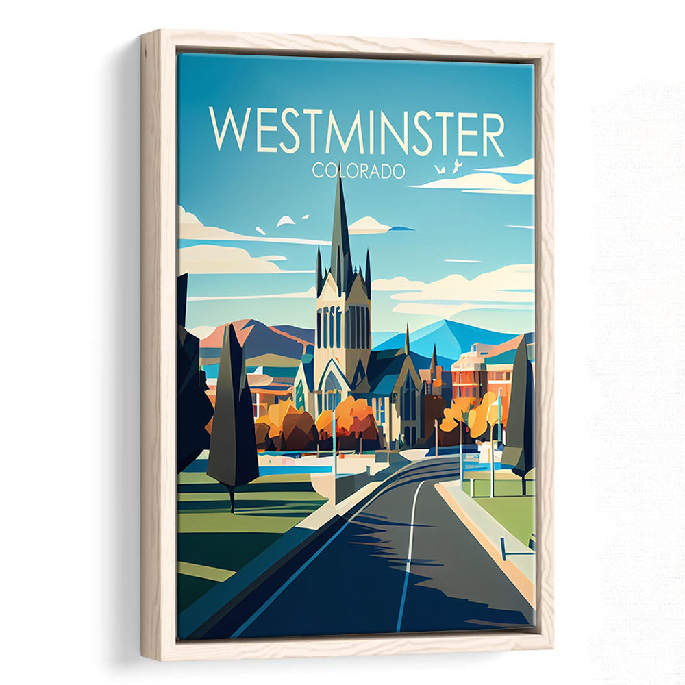 Westminster Colorado Retro Art Print, Westminster City Wall Art, Floating Framed Canvas Print, Framed Picture, Painting Canvas