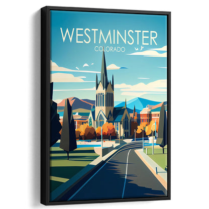 Westminster Colorado Retro Art Print, Westminster City Wall Art, Floating Framed Canvas Print, Framed Picture, Painting Canvas
