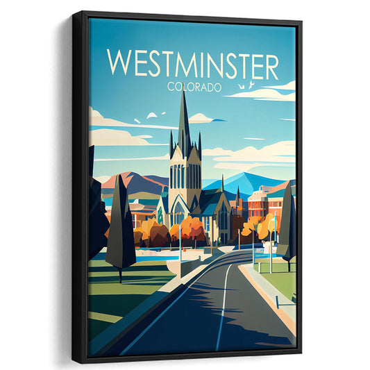 Westminster Colorado Retro Art Print, Westminster City Wall Art, Floating Framed Canvas Print, Framed Picture, Painting Canvas