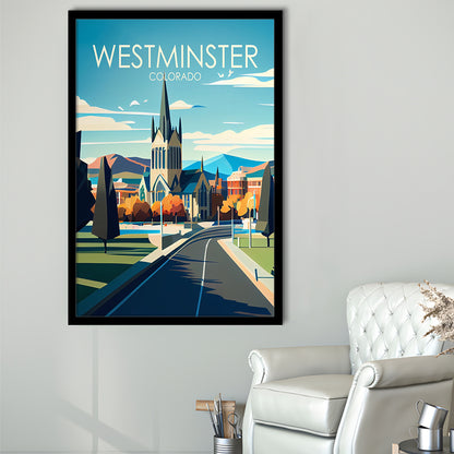 Westminster Colorado Retro Art Print, Westminster City Wall Art, Framed Art Print, Picture Framed, Painting Art