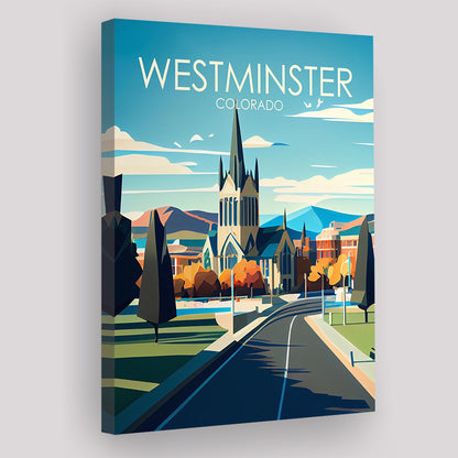 Westminster Colorado Retro Art Print, Westminster City Wall Art, Canvas Print, Painting Canvas, Living Room Decor