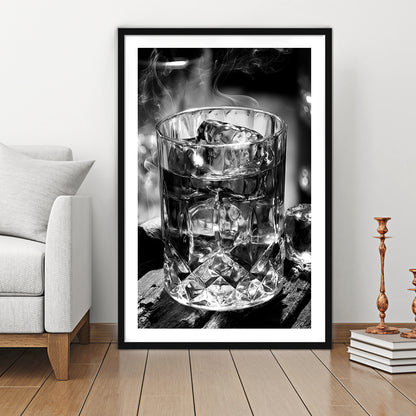 Whisky, Bar Cart Print, Black and White, Alcohol Wall Art, Pub Decor, Framed Art Print White Border Wall Decor