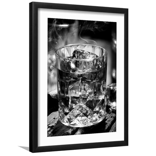 Whisky, Bar Cart Print, Black and White, Alcohol Wall Art, Pub Decor, Framed Art Print White Border Wall Decor