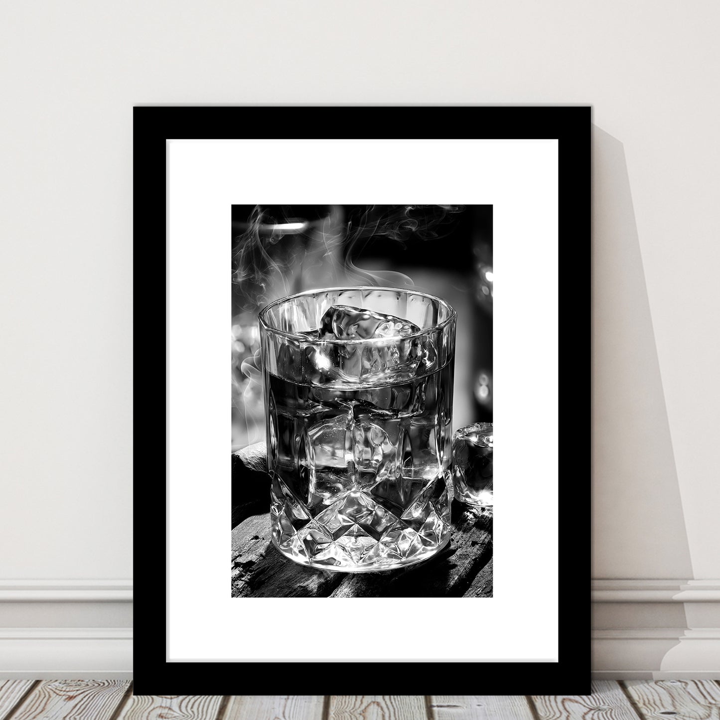 Whisky, Bar Cart Print, Black and White, Alcohol Wall Art, Pub Decor, Framed Art Print White Border Wall Decor