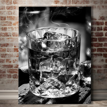 Whisky, Bar Cart Print, Black and White, Alcohol Wall Art, Dining Room Prints, Canvas Print Wall Art