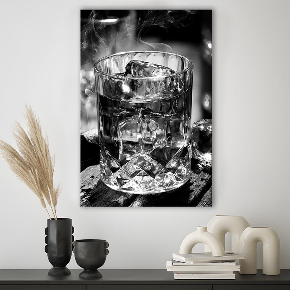 Whisky, Bar Cart Print, Black and White, Alcohol Wall Art, Dining Room Prints, Canvas Print Wall Art