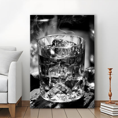 Whisky, Bar Cart Print, Black and White, Alcohol Wall Art, Dining Room Prints, Canvas Print Wall Art