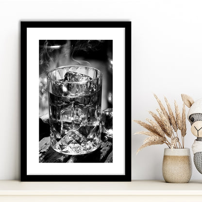 Whisky, Bar Cart Print, Black and White, Alcohol Wall Art, Pub Decor, Framed Art Print White Border Wall Decor