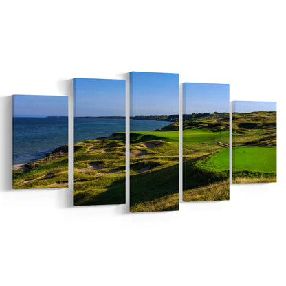 Whistling Straits Golf Resort, Straits Course Hole 03, Kohler, Wisconsin, 5 Pieces Mixed Canvas Print Wall Art