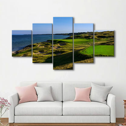 Whistling Straits Golf Resort, Straits Course Hole 03, Kohler, Wisconsin, 5 Pieces Mixed Canvas Print Wall Art